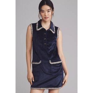 By Anthropologie Collared Corduroy Mini Party Dress Women's Size XS Blue
